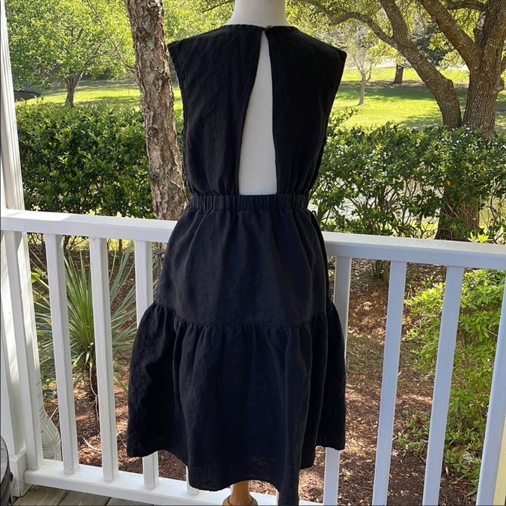 Everlane Black Linen Open Back Dress - Picture 4 of 5